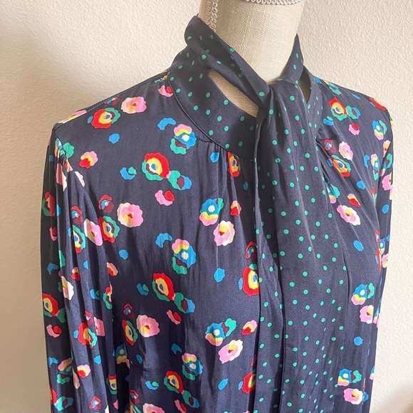 Boden Grace Floral Neck Tie Blouse | Size 14 - Picture 4 of 16